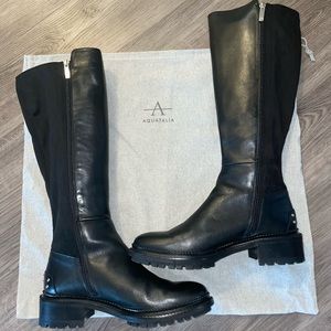 Aquatalia Omara Knee High Black Leather Boots